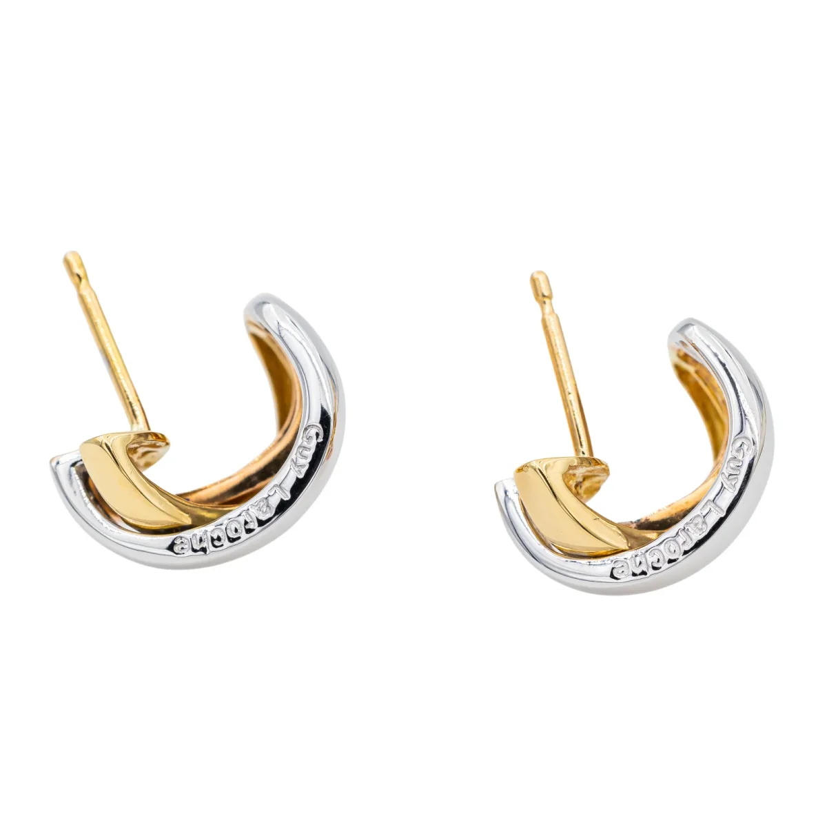 Guy laroche Boucles d'oreilles Demi créoles Or blanc, Or jaune, Or rose – Image 5