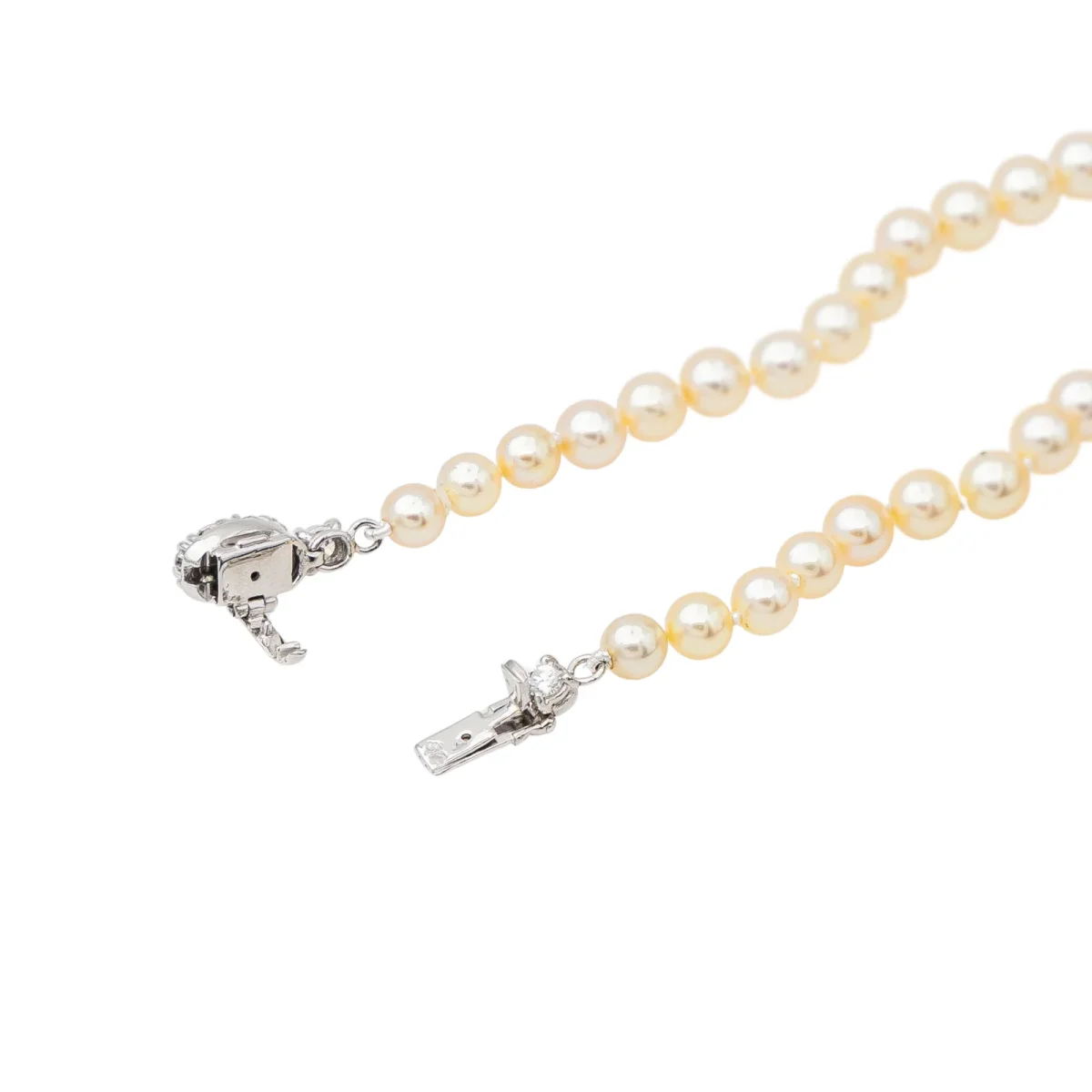 Collier Perle Or blanc Perle, Diamant – Image 7