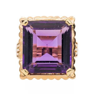 Bague Cocktail Or rose Améthyste