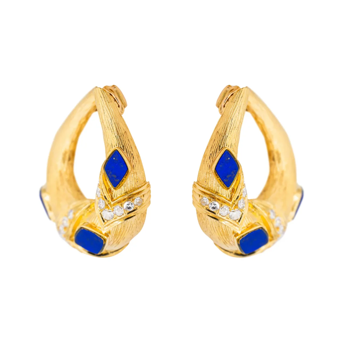 Boucles d'oreilles Clips Or jaune Diamant, Lapis lazuli – Image 2