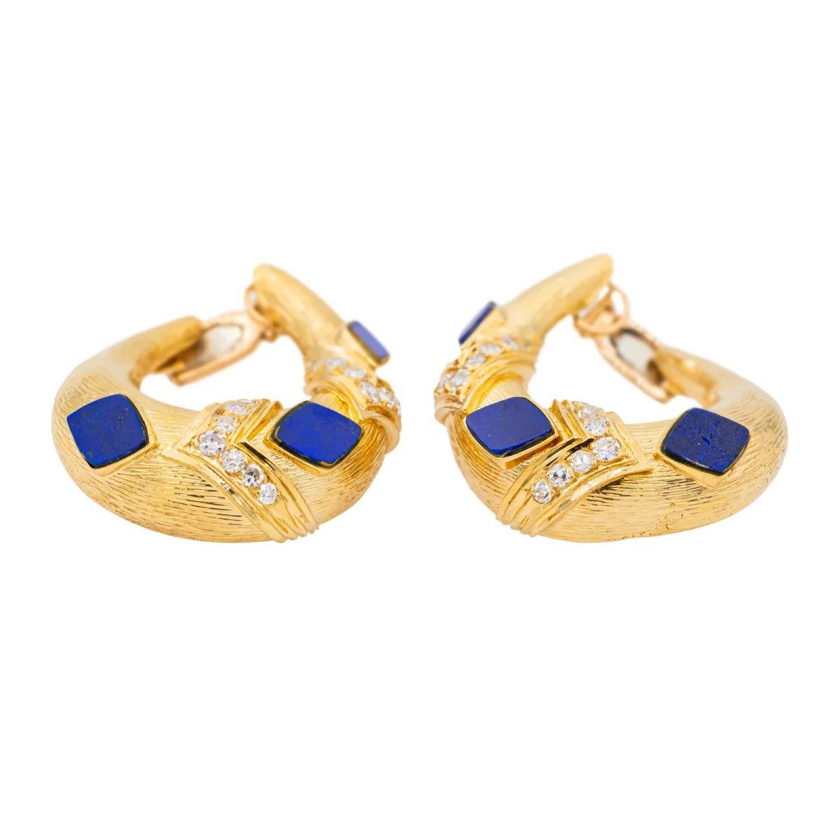 Boucles d'oreilles Clips Or jaune Diamant, Lapis lazuli – Image 5