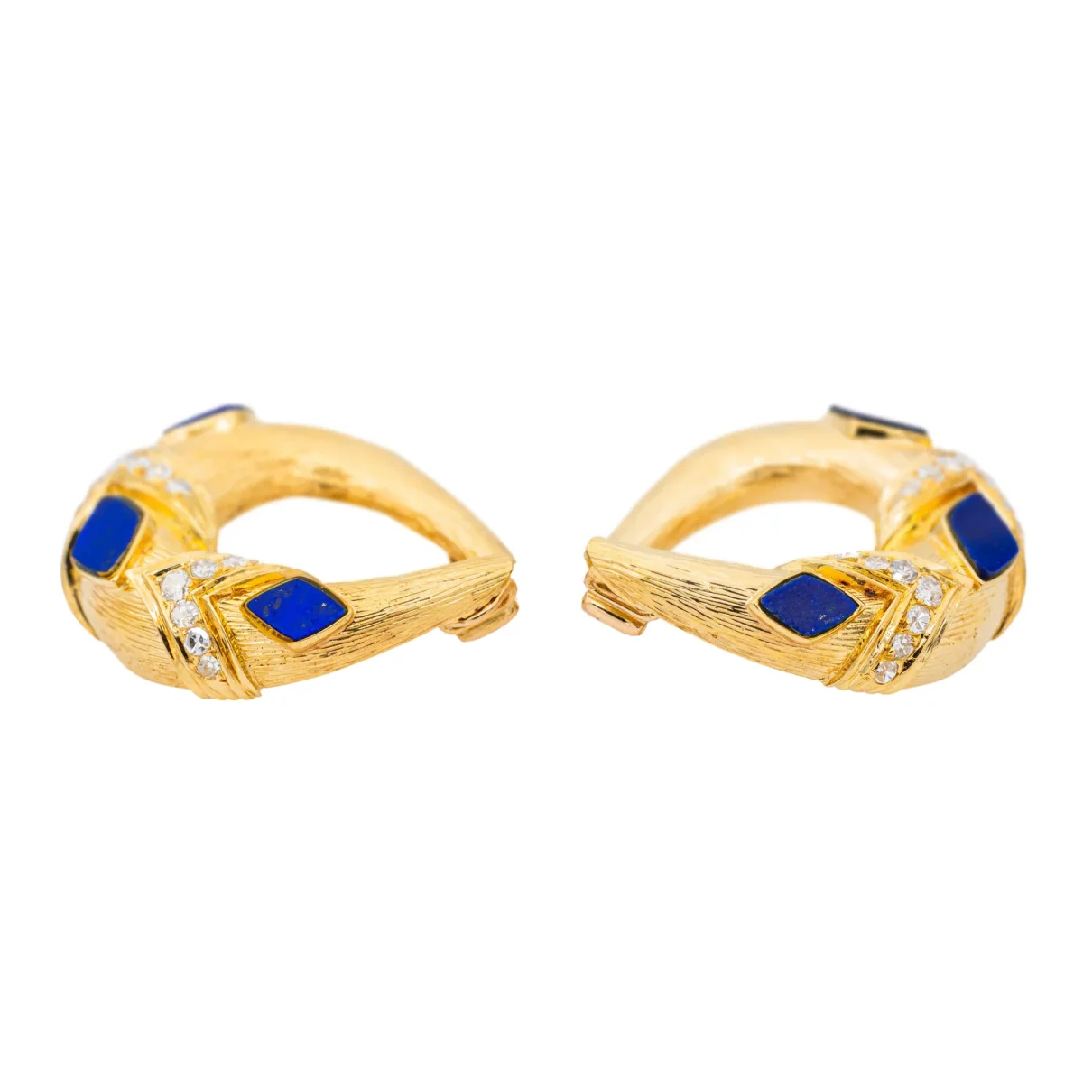 Boucles d'oreilles Clips Or jaune Diamant, Lapis lazuli – Image 6