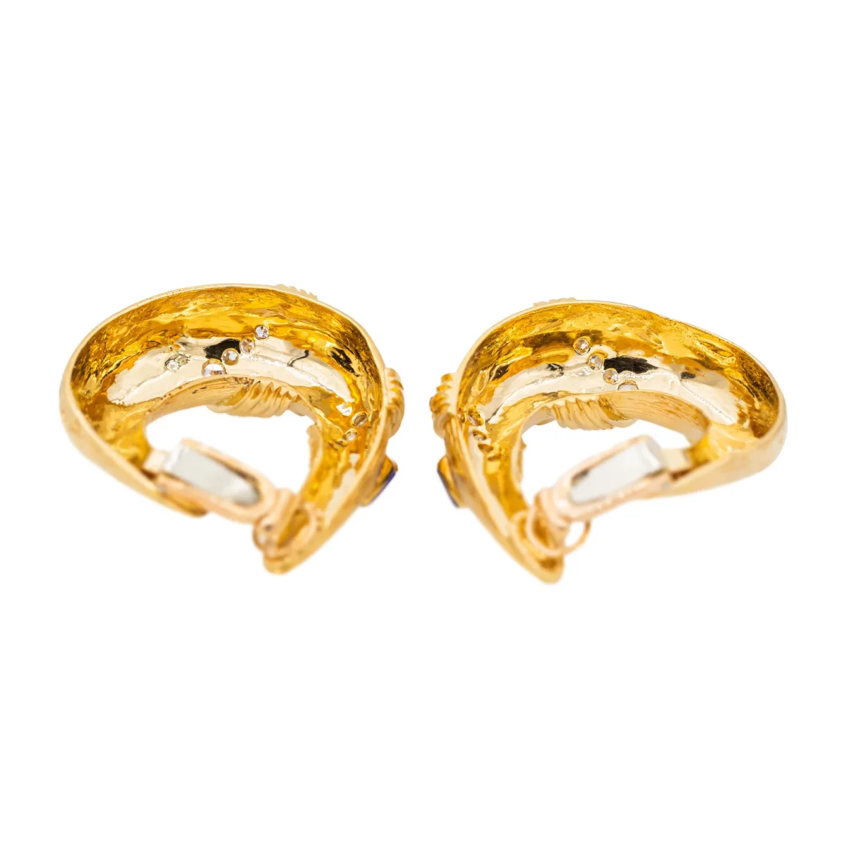 Boucles d'oreilles Clips Or jaune Diamant, Lapis lazuli – Image 7