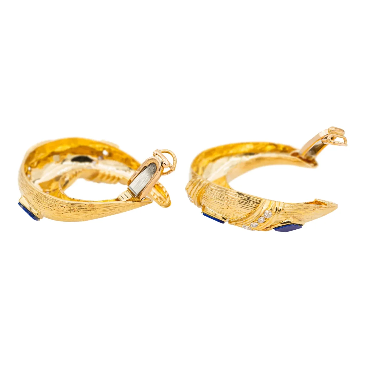 Boucles d'oreilles Clips Or jaune Diamant, Lapis lazuli – Image 8