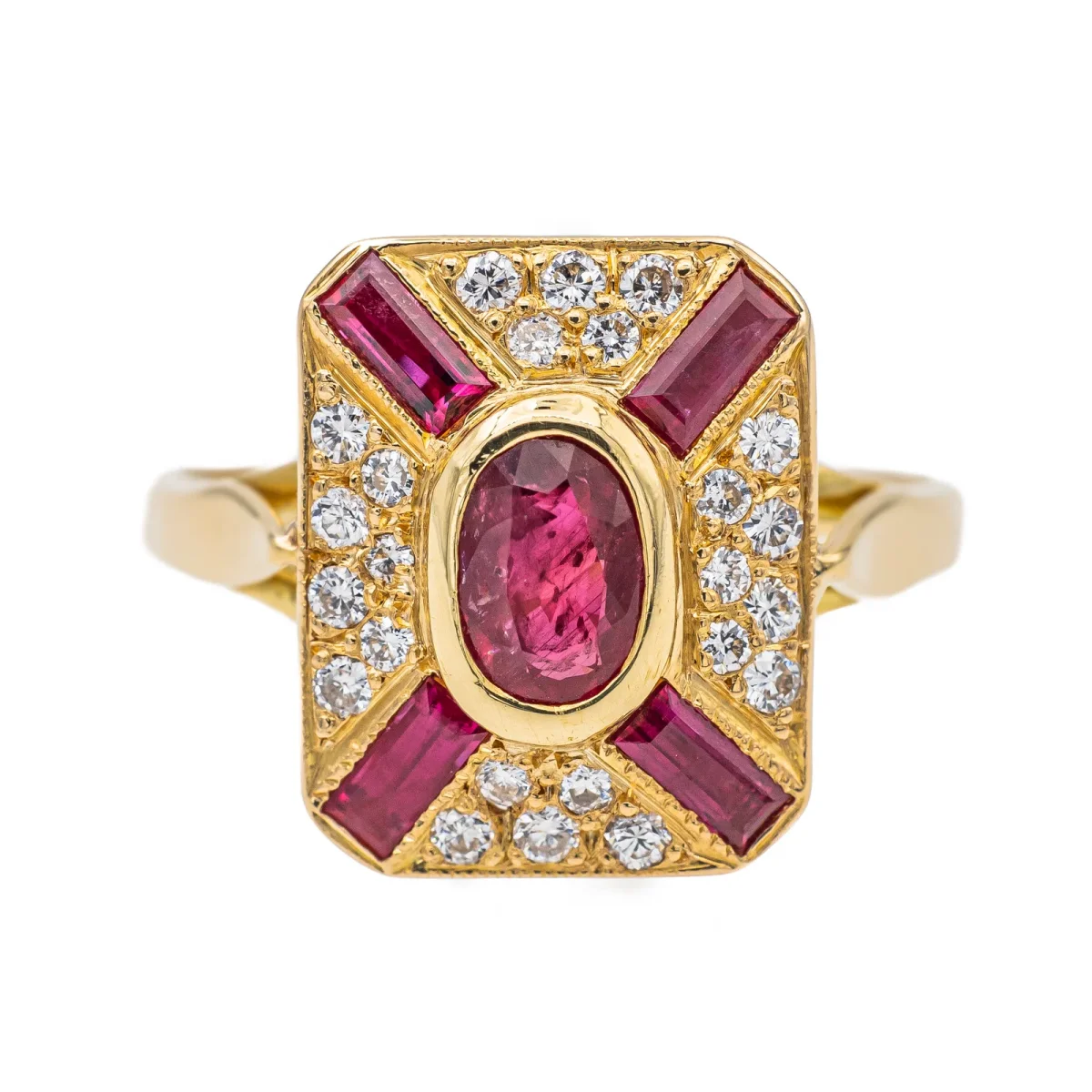Bague Or jaune Rubis, Diamant – Image 2