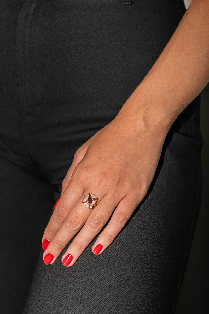 Bague Or jaune Rubis, Diamant – Image 4