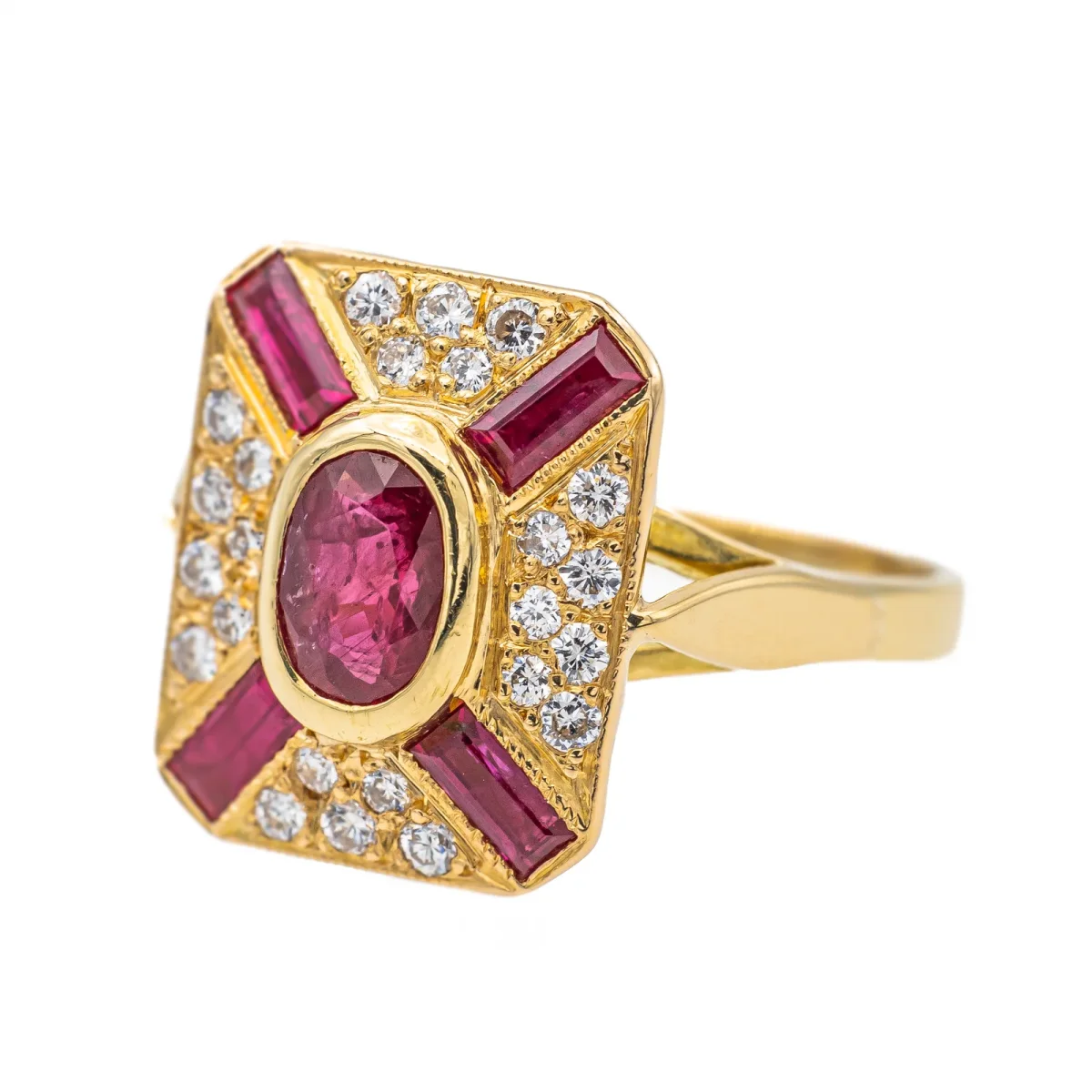 Bague Or jaune Rubis, Diamant – Image 5