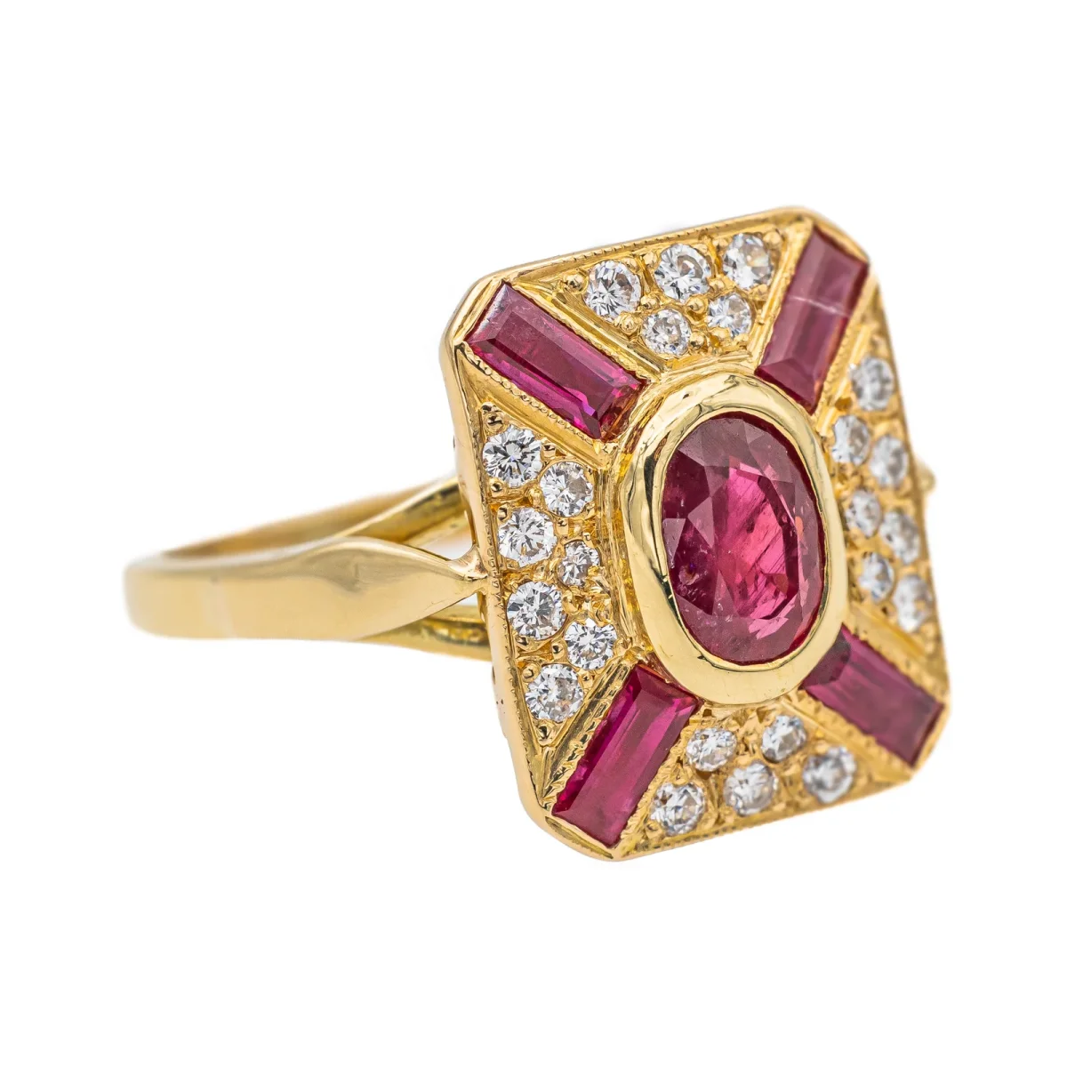 Bague Or jaune Rubis, Diamant – Image 7