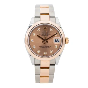 Rolex Montre Lady-datejust Acier, Or rose Diamant