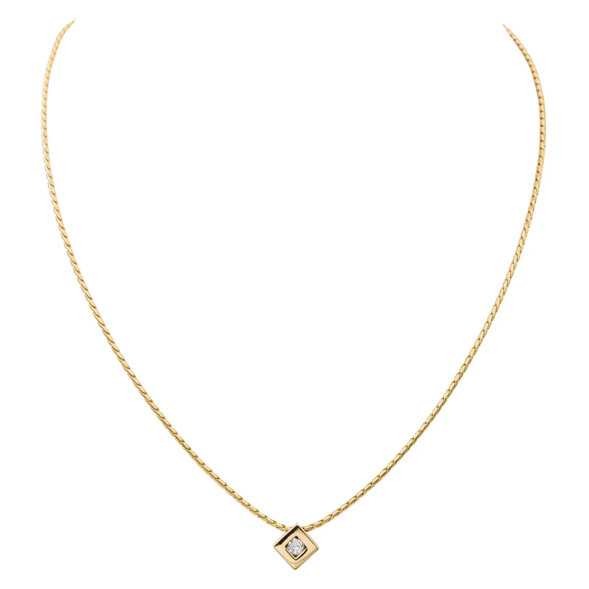 Collier Solitaire Or jaune Diamant – Image 2