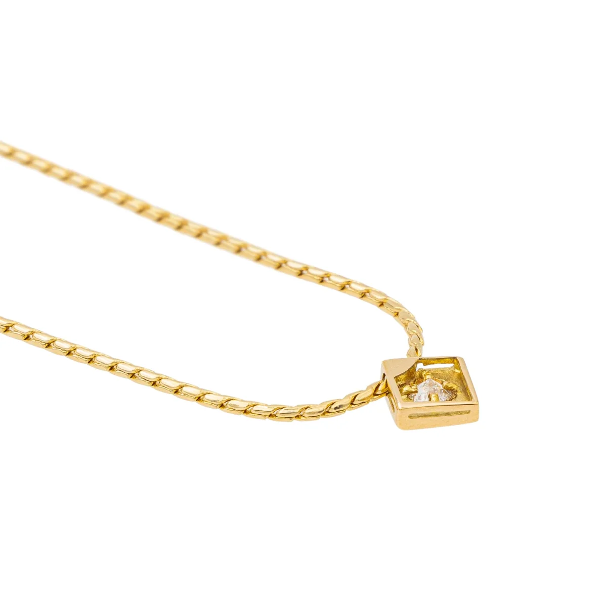 Collier Solitaire Or jaune Diamant – Image 8