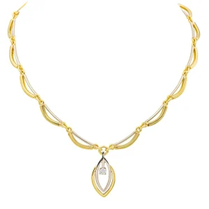 Collier Solitaire Or jaune, Or blanc Diamant