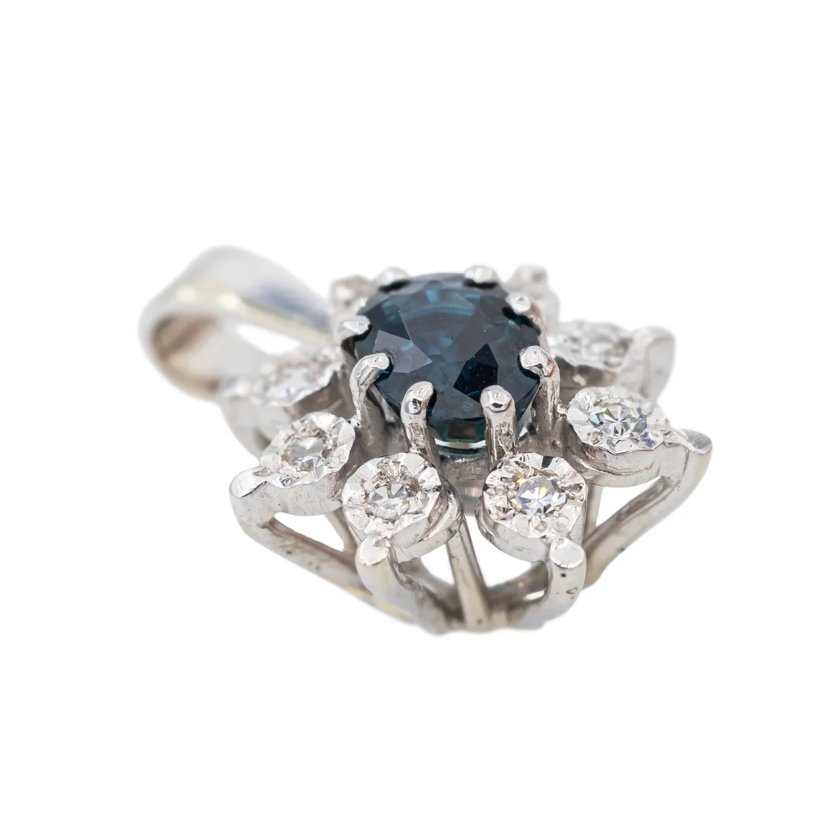 Pendentif Pompadour Or blanc Saphir, Diamant – Image 4