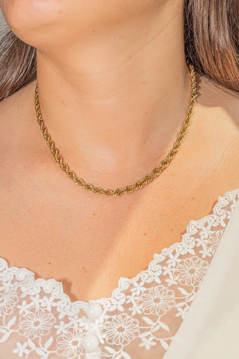 Caplain Collier Chaîne Or jaune Saphir – Image 3