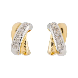 Boucles d'oreilles Puces Or jaune, Or blanc Diamant
