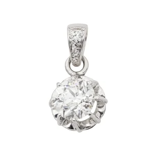 Pendentif Solitaire Or blanc Diamant