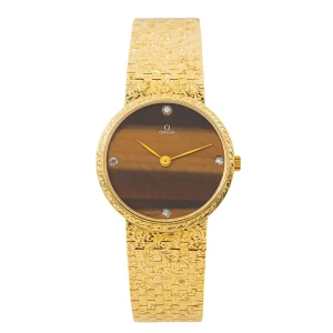 Oméga Montre  Or jaune Œil de tigre, Diamant