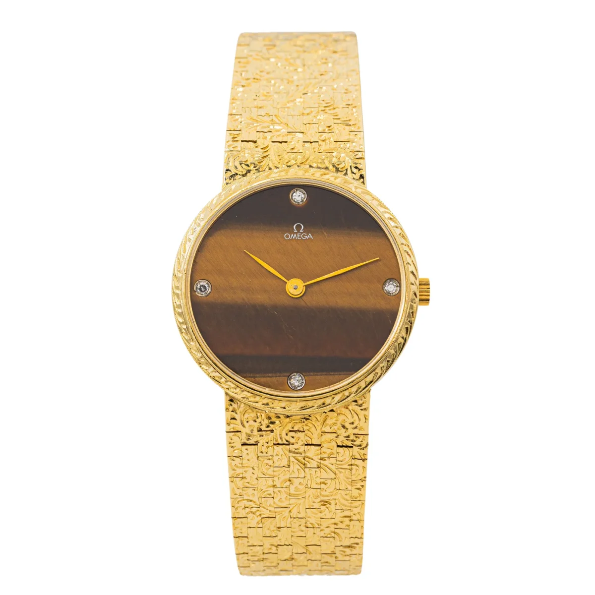 Oméga Montre Or jaune Œil de tigre, Diamant