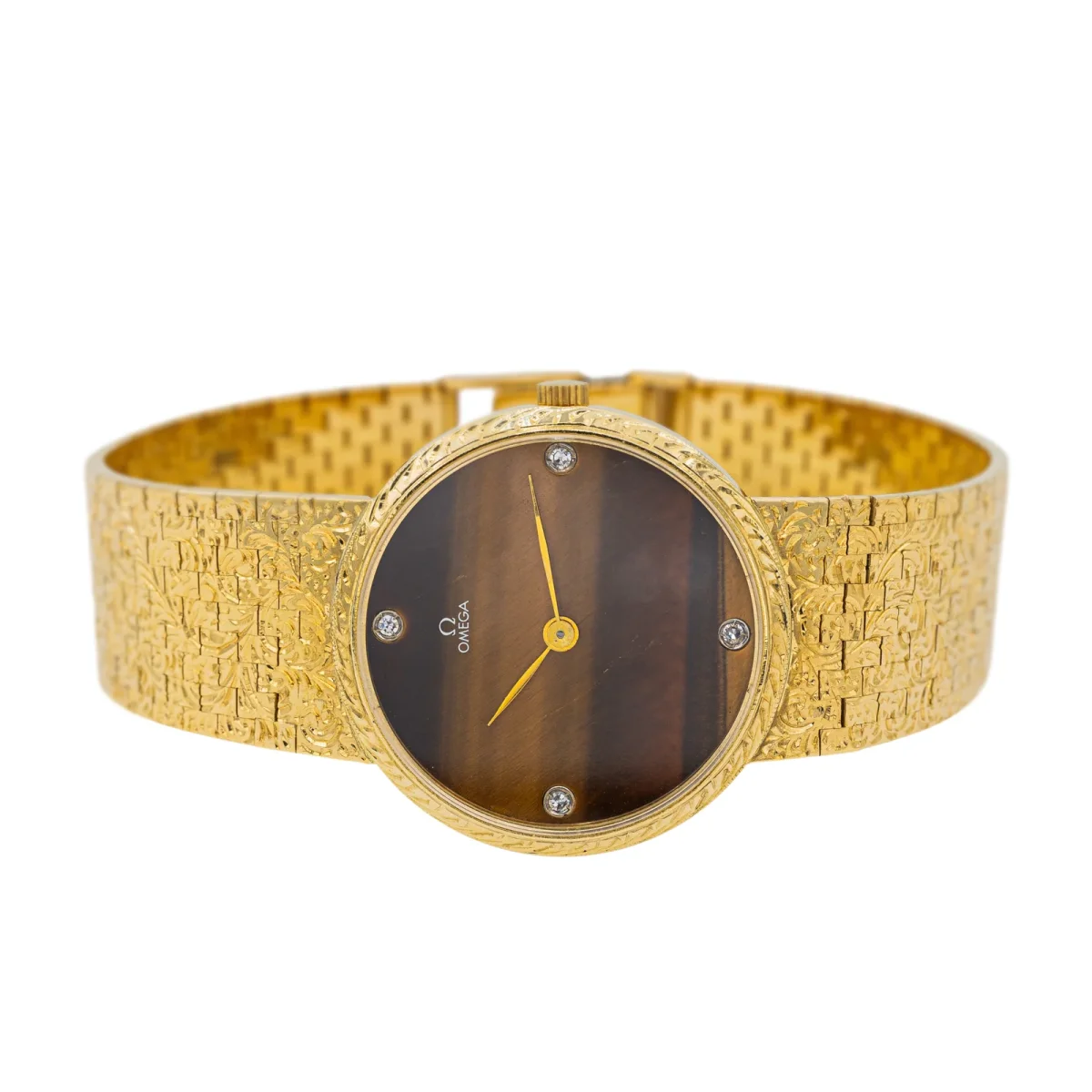 Oméga Montre Or jaune Œil de tigre, Diamant – Image 4