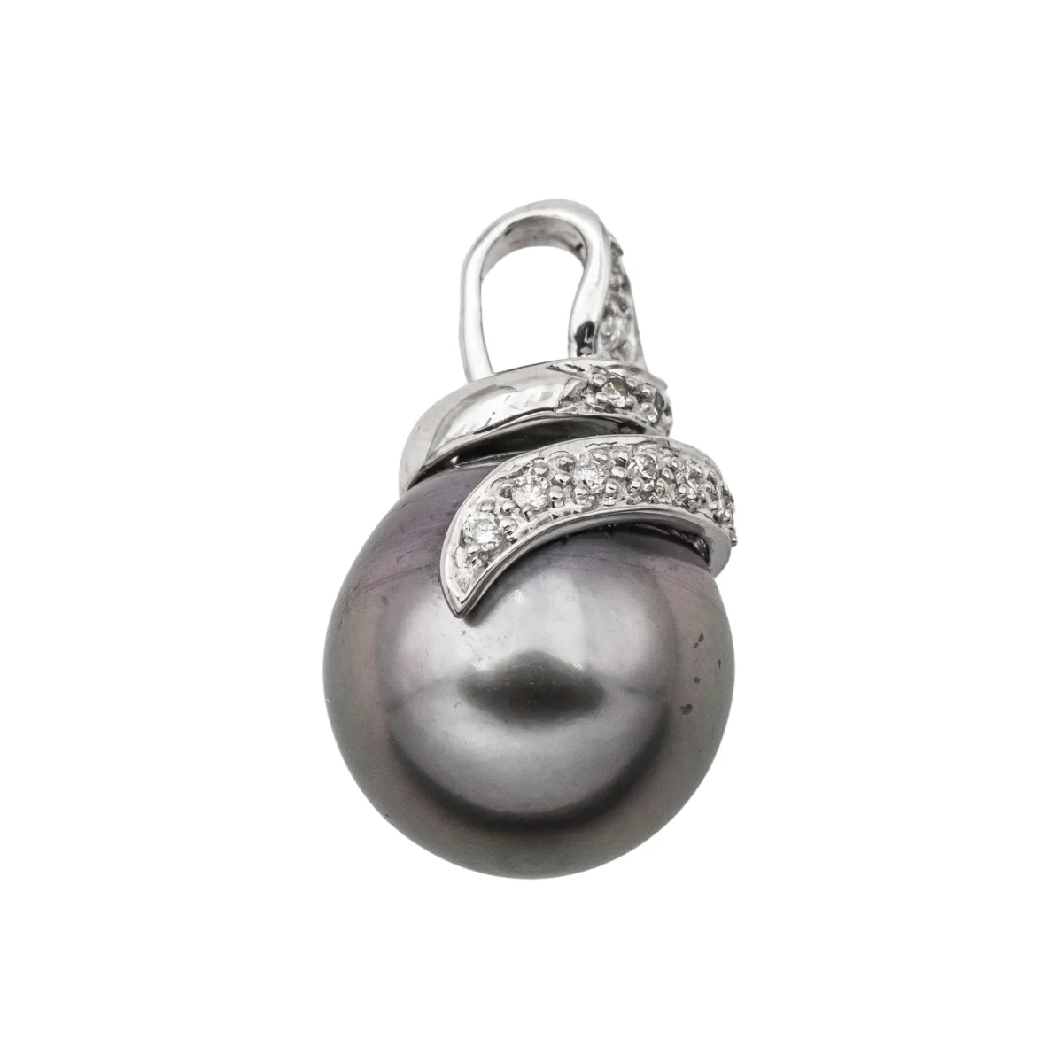 Pendentif Or blanc Perle de tahiti, Diamant – Image 3