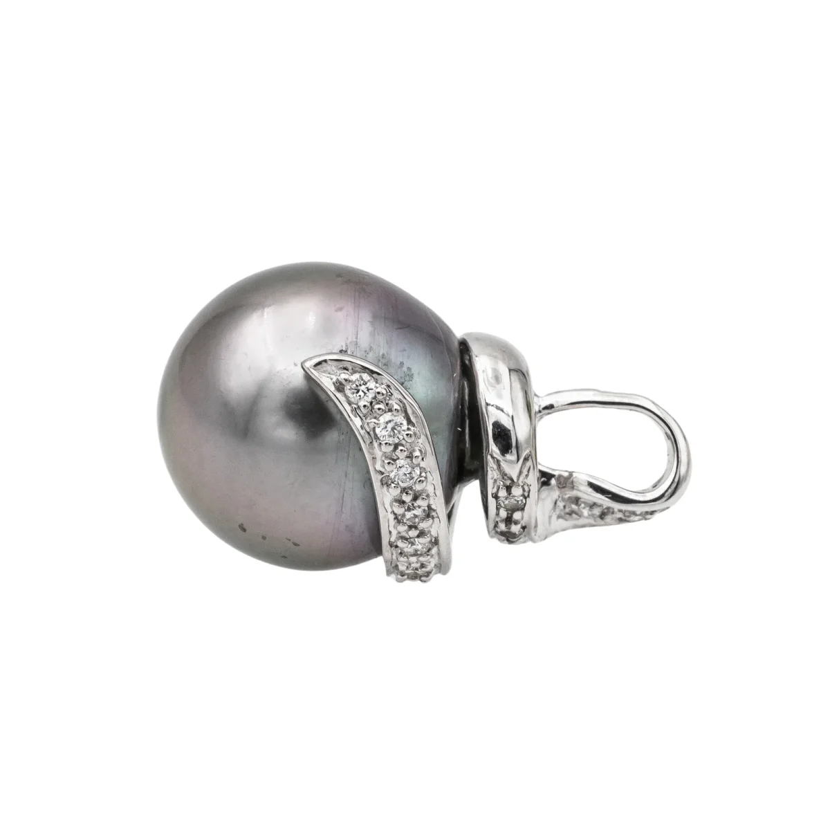 Pendentif Or blanc Perle de tahiti, Diamant – Image 4