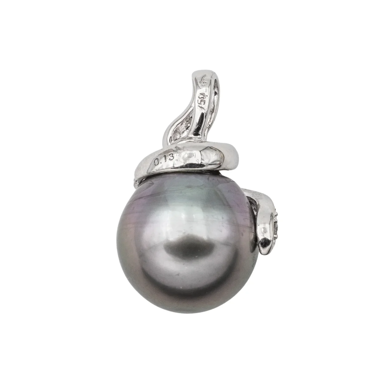 Pendentif Or blanc Perle de tahiti, Diamant – Image 5