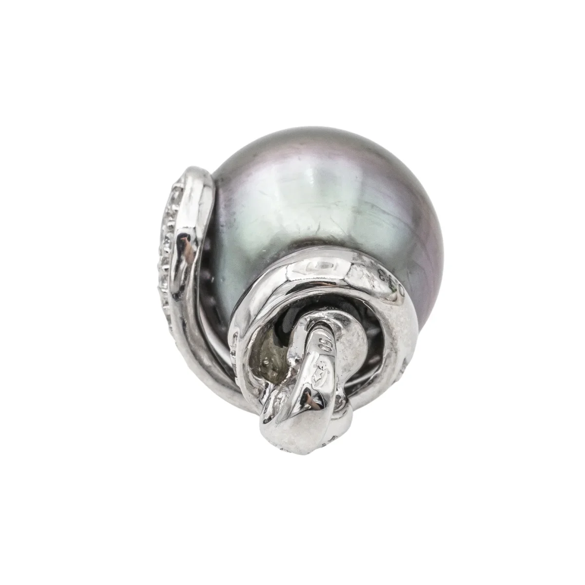 Pendentif Or blanc Perle de tahiti, Diamant – Image 8