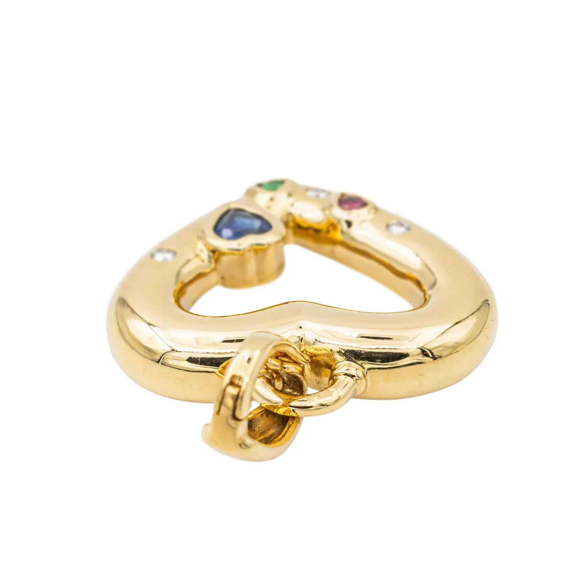 Pendentif Coeur Or jaune Saphir, Diamant, Rubis – Image 6