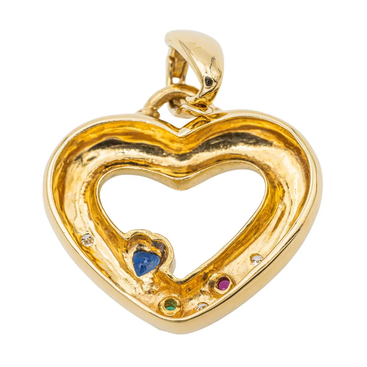 Pendentif Coeur Or jaune Saphir, Diamant, Rubis – Image 7