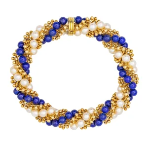 Van cleef & arpels Bracelet Twist Or jaune Perle, Lapis lazuli