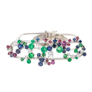 Jean vendôme Bracelet Or blanc, Platine Saphir, Emeraude, Rubis