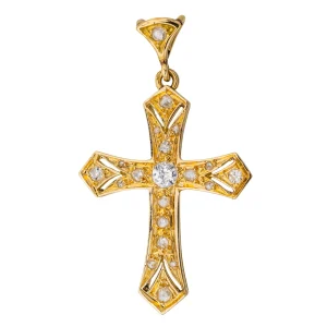 Pendentif Croix Or jaune Diamant