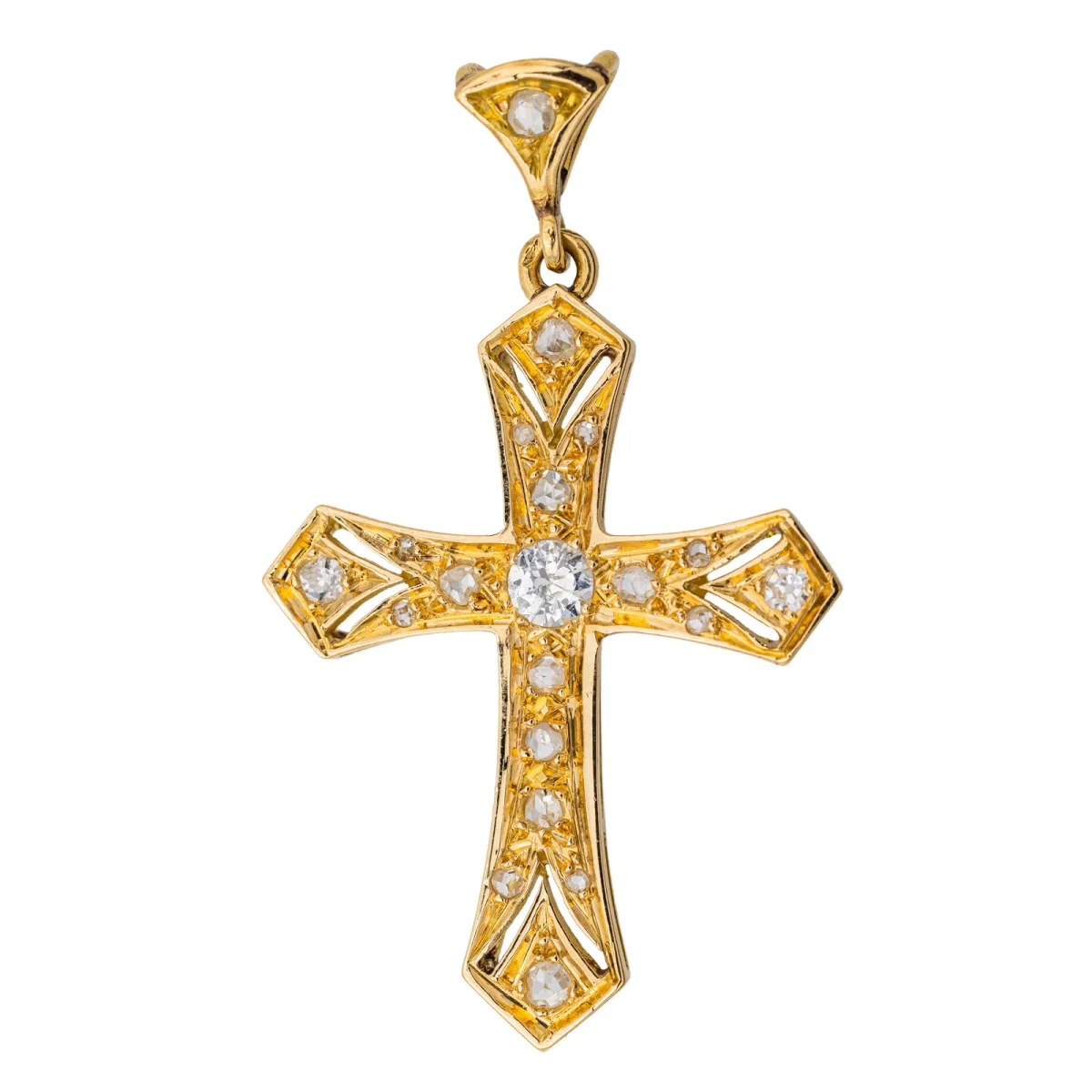 Pendentif Croix Or jaune Diamant – Image 2