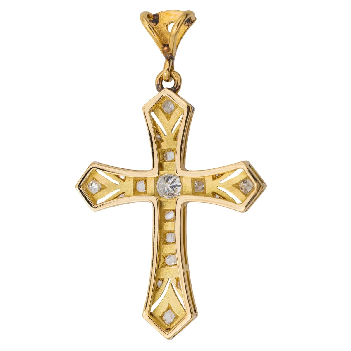 Pendentif Croix Or jaune Diamant – Image 3