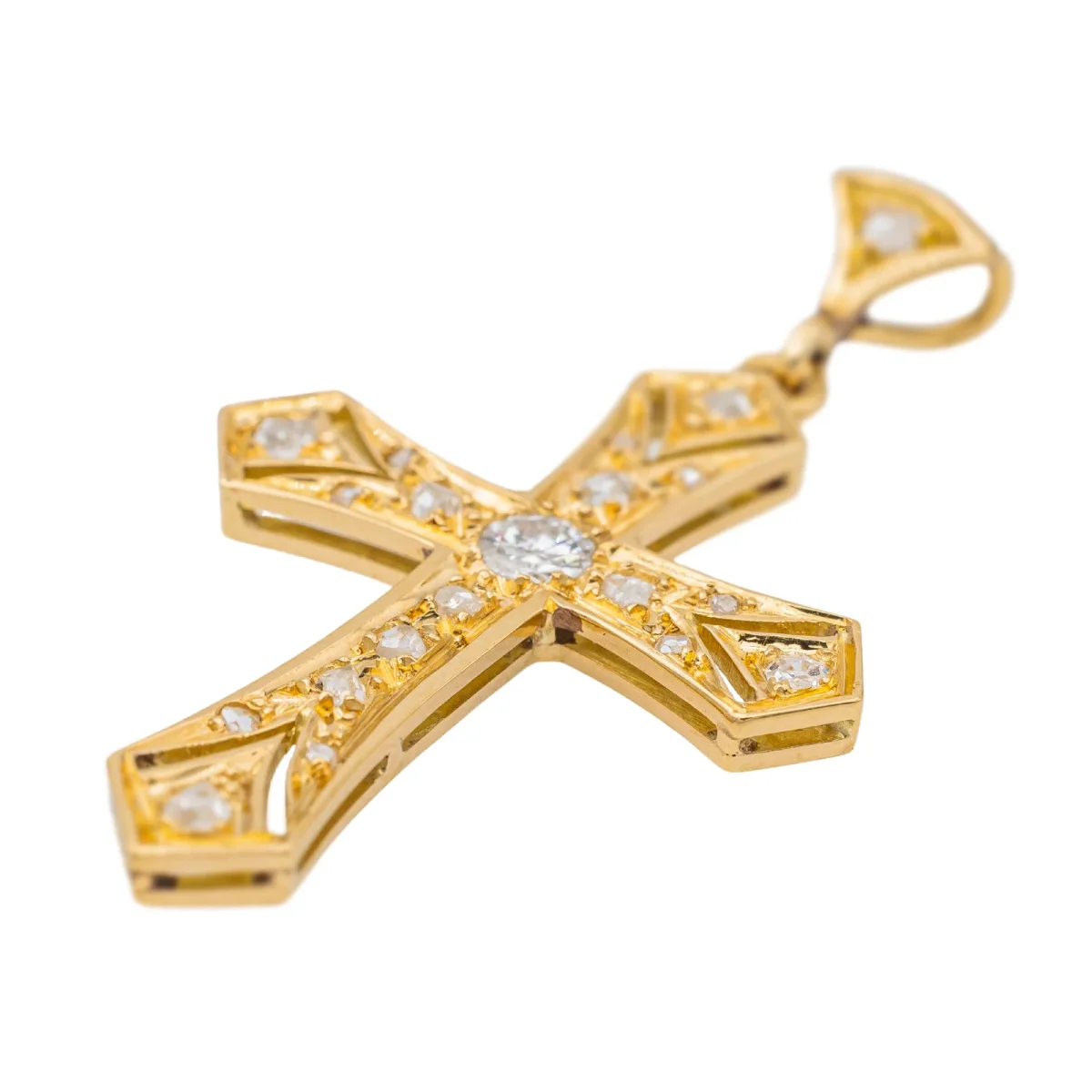 Pendentif Croix Or jaune Diamant – Image 4