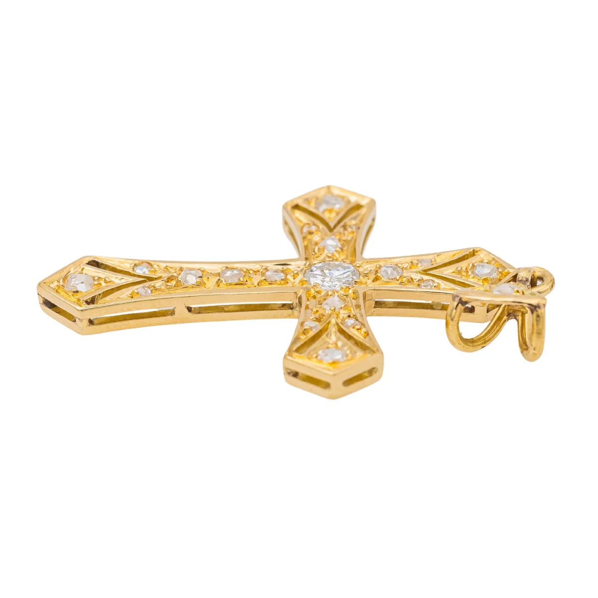 Pendentif Croix Or jaune Diamant – Image 7