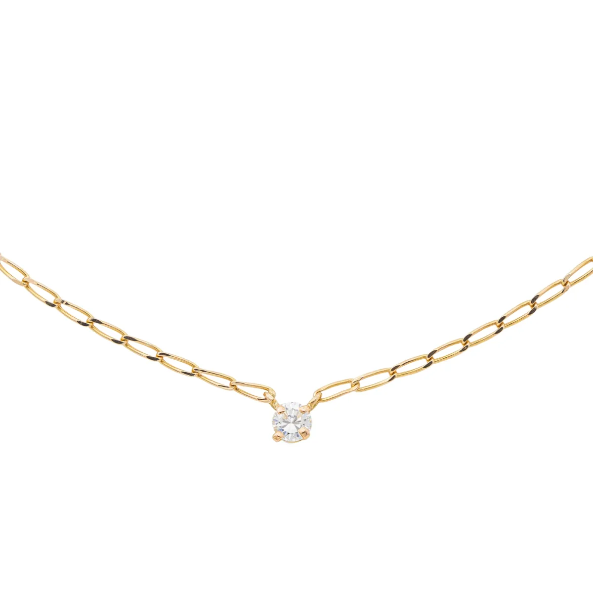 Collier Solitaire Or jaune Diamant – Image 4