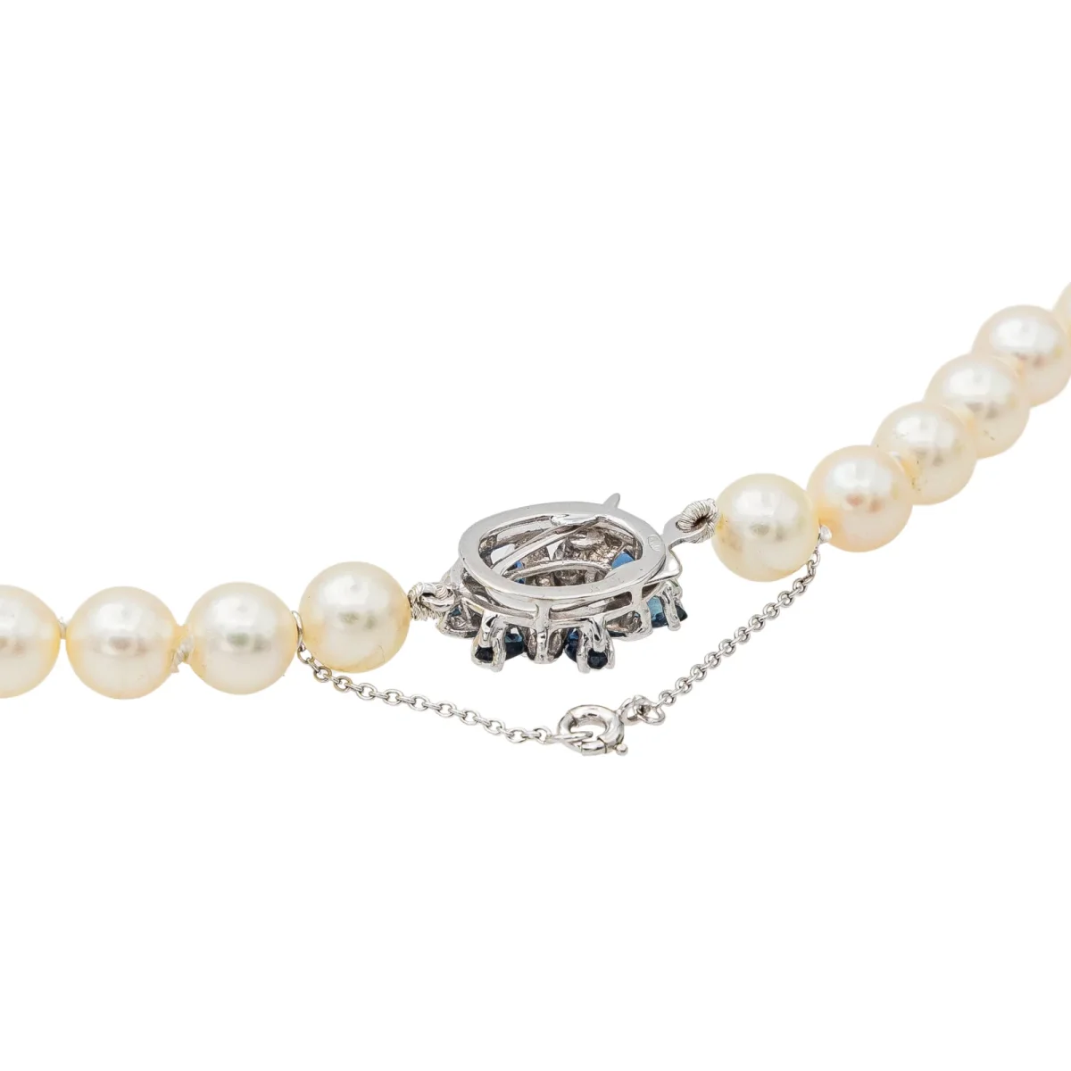Collier Perle Or blanc Perle, Saphir – Image 7