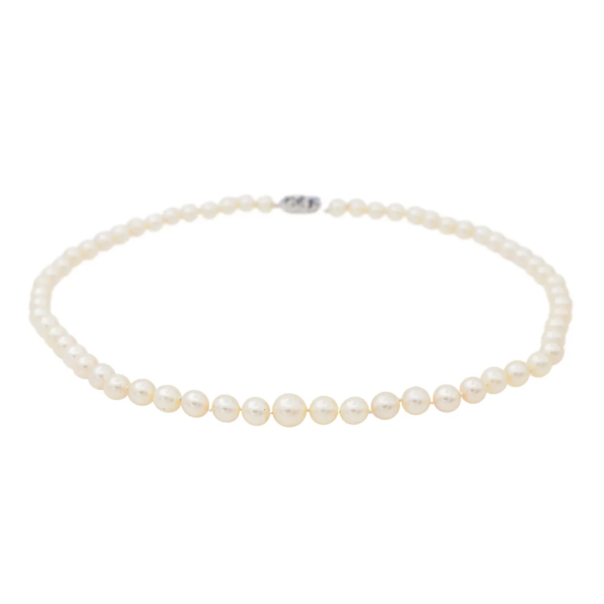 Collier Perle Or blanc Perle, Saphir – Image 9