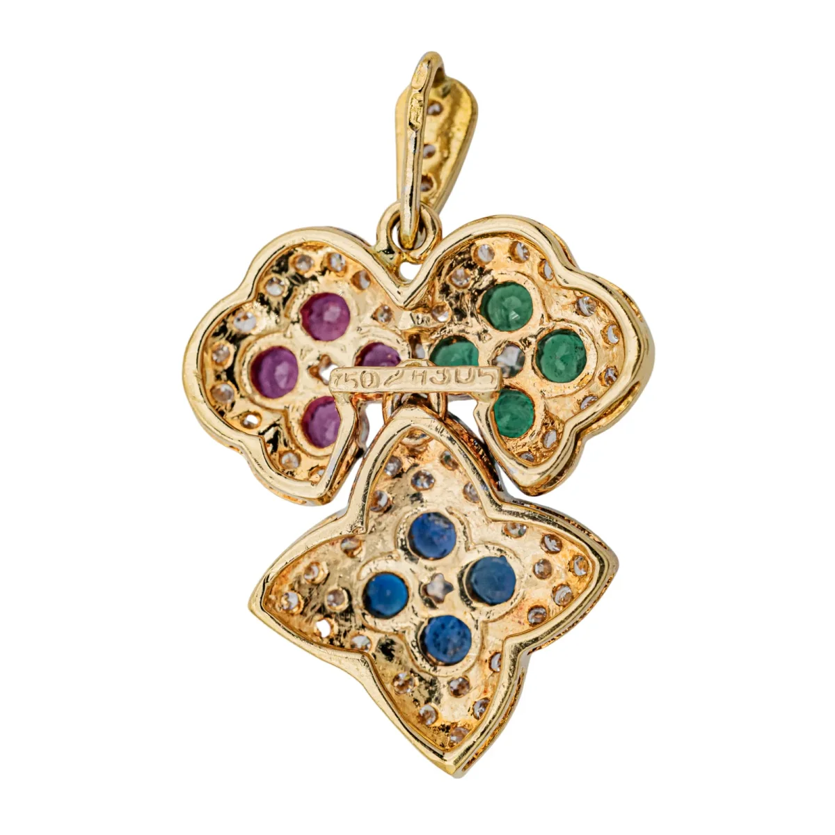 Pendentif Or jaune Diamant, Rubis, Saphir – Image 3