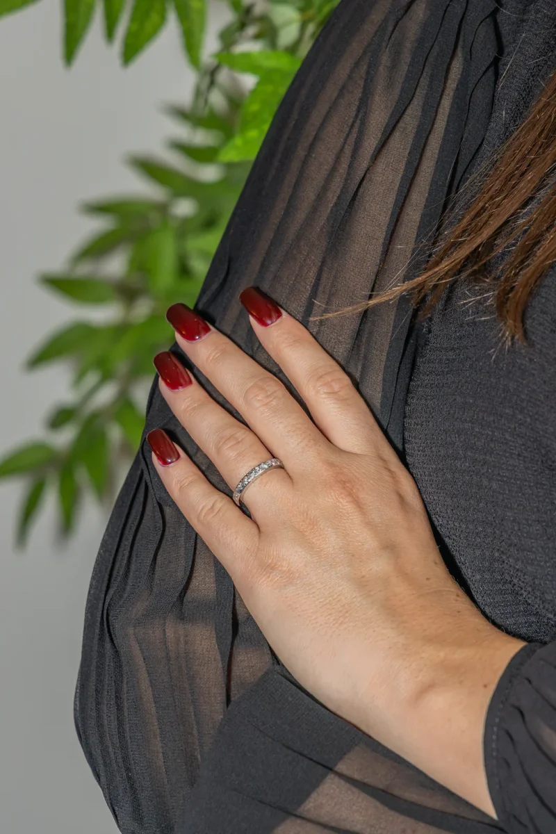 Bague Alliance américaine Platine Diamant – Image 3