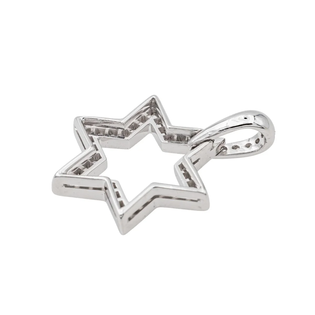 Pendentif Etoile Or blanc Diamant – Image 7