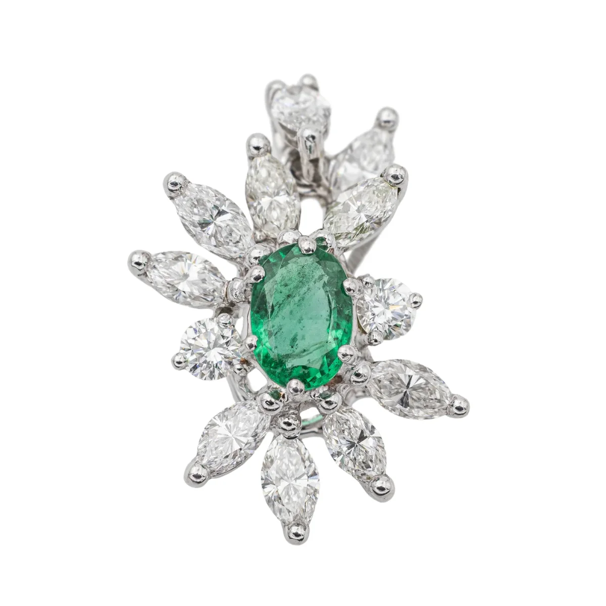 Pendentif Pompadour Or blanc Emeraude, Diamant – Image 2