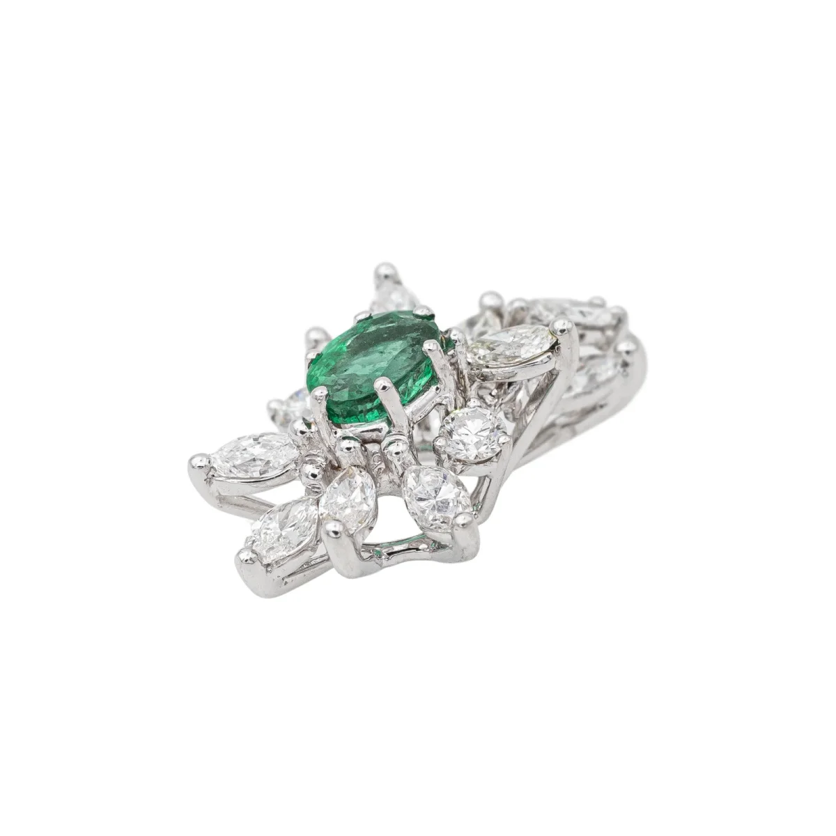 Pendentif Pompadour Or blanc Emeraude, Diamant – Image 4