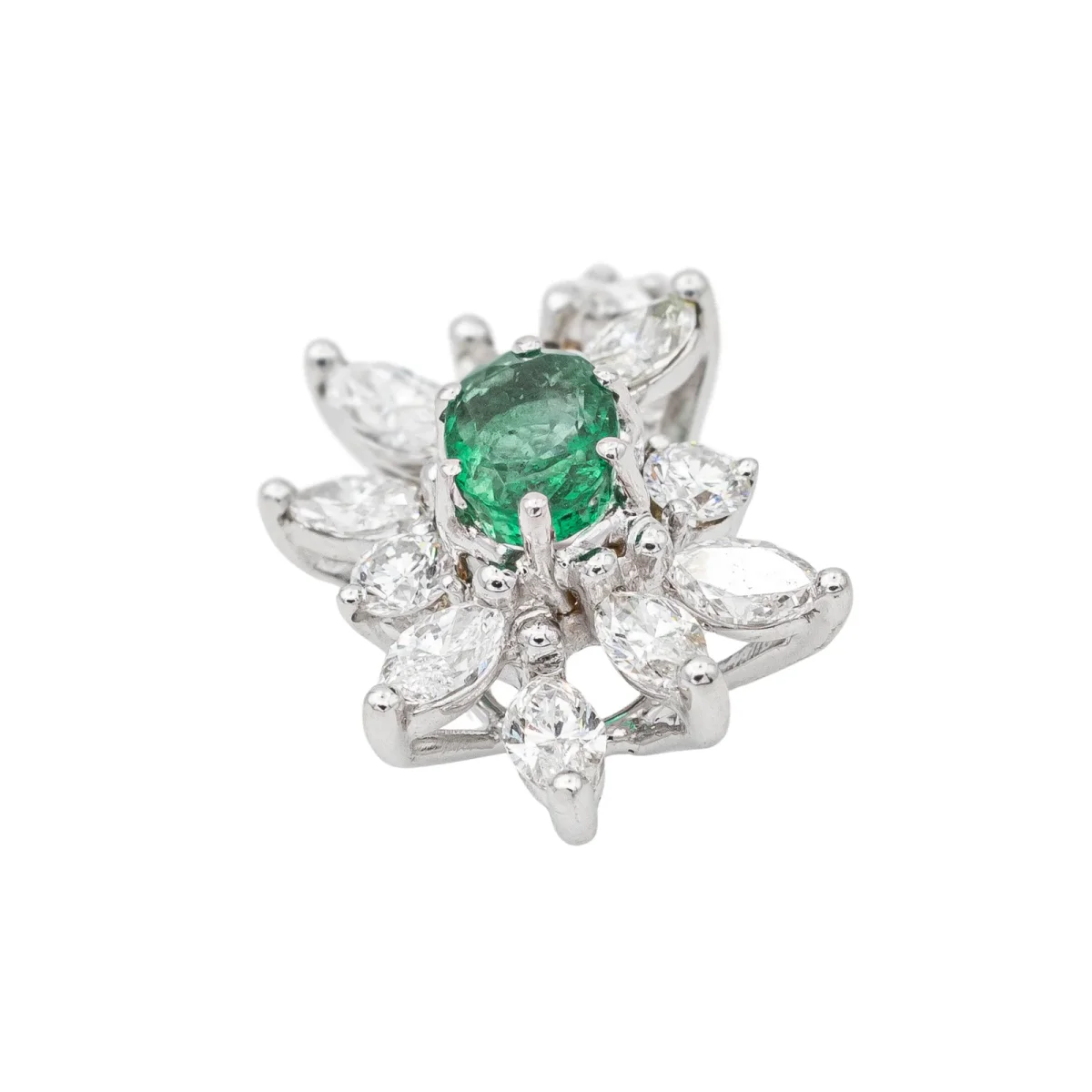 Pendentif Pompadour Or blanc Emeraude, Diamant – Image 5