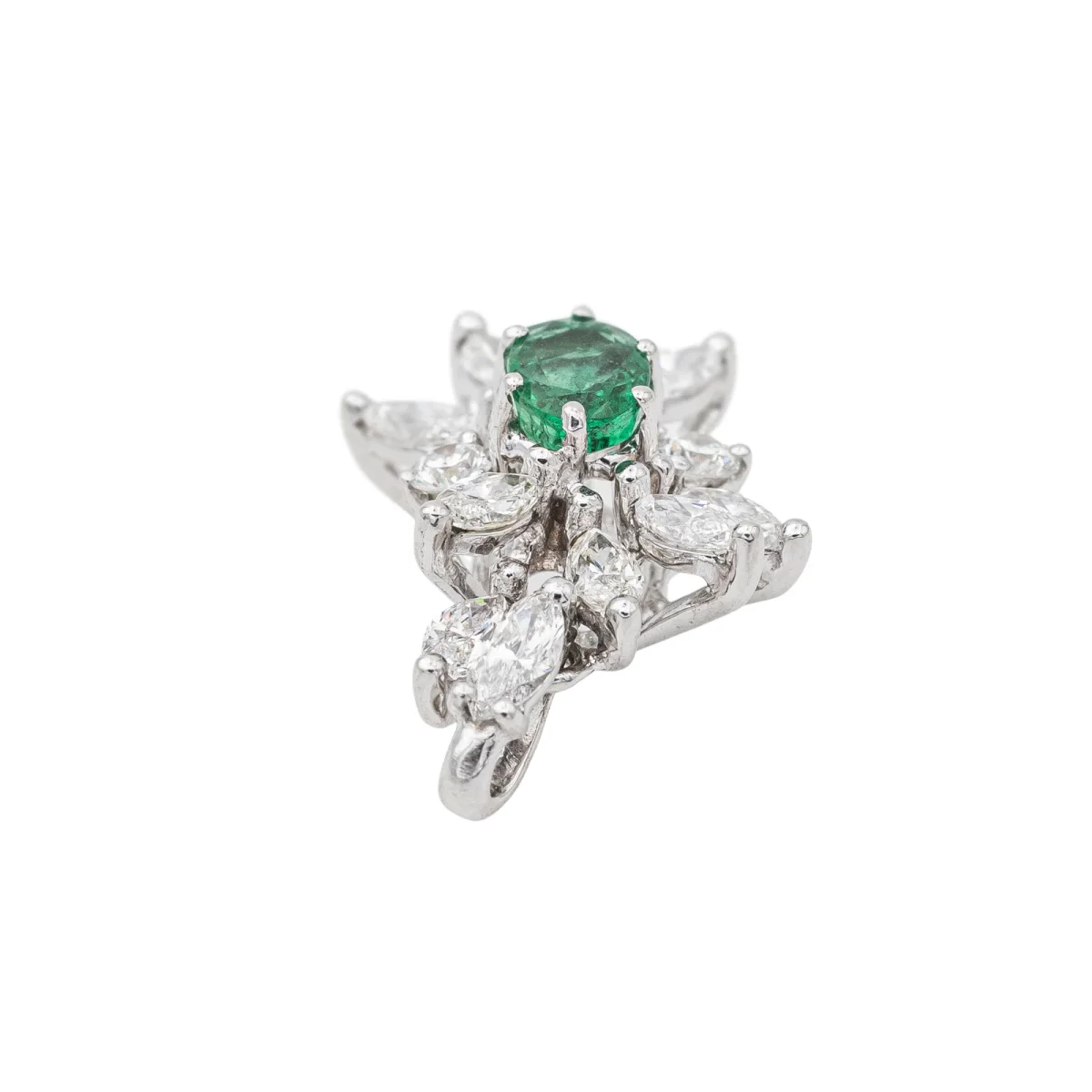 Pendentif Pompadour Or blanc Emeraude, Diamant – Image 6