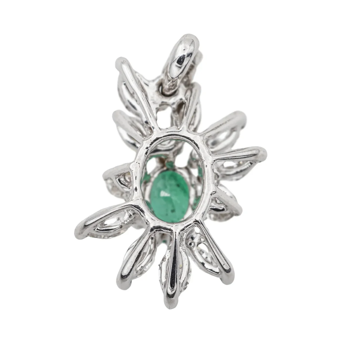 Pendentif Pompadour Or blanc Emeraude, Diamant – Image 7