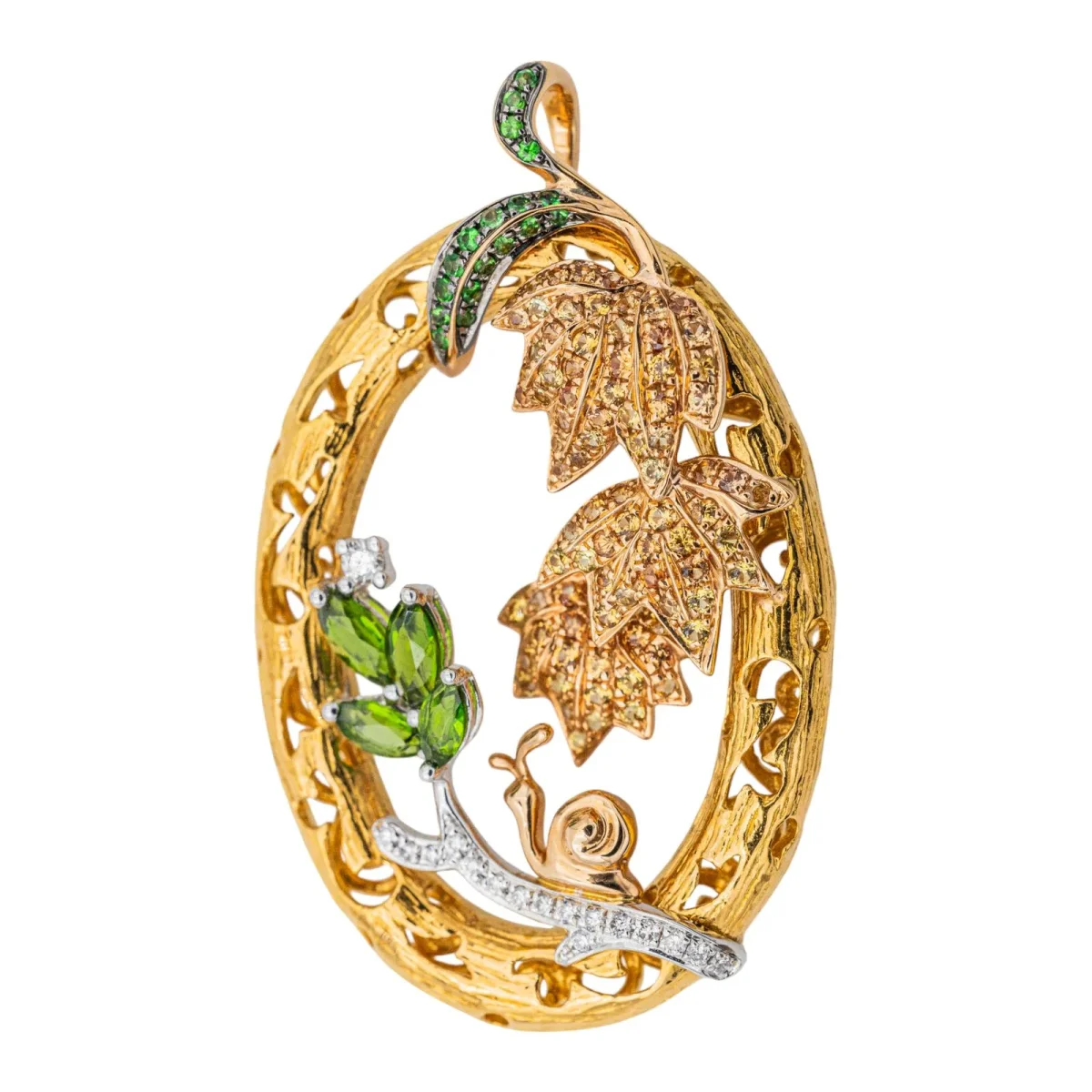 Pendentif Or jaune, Or blanc, Or rose Saphir, Diamant – Image 2