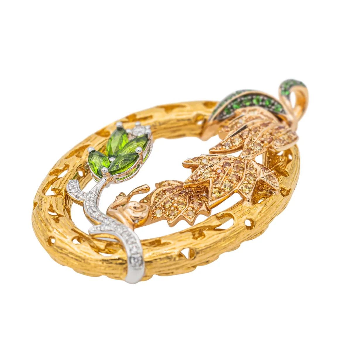 Pendentif Or jaune, Or blanc, Or rose Saphir, Diamant – Image 3