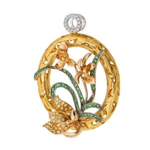 Pendentif Or jaune, Or blanc, Or rose Saphir, Diamant